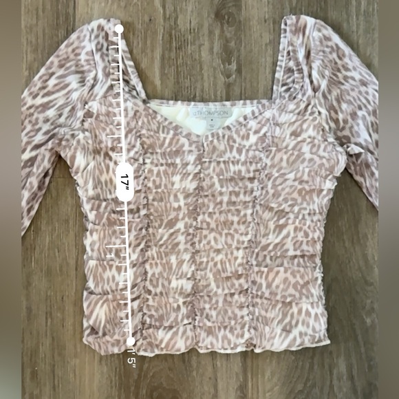 Sheer Leopard Print Stretchy Long Sleeve Top - Picture 6 of 10